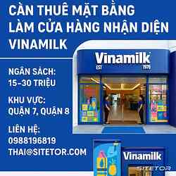 Cần thuê mặt bằng làm cửa hàng Vinamilk